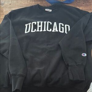 Champion reverse weave Black Crewneck Sweatshirt UChicago